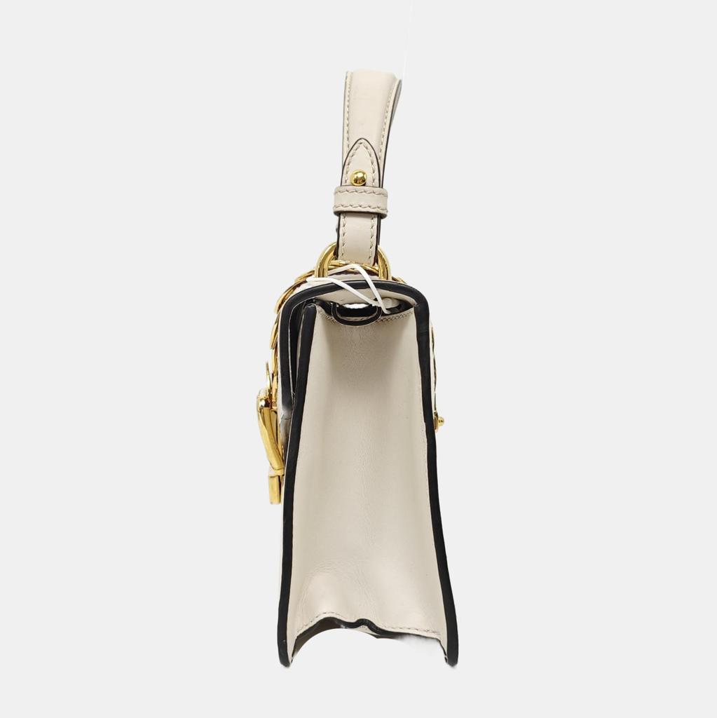 [Pre-Owned] Sylvie Gold Buckle Striped Web Leather Mini Tote Shoulder Crossbody Bag - Good #1FUQ2S5