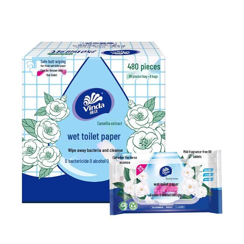 Влажные салфетки Vinda Camellia Plant, смываемые в унитаз