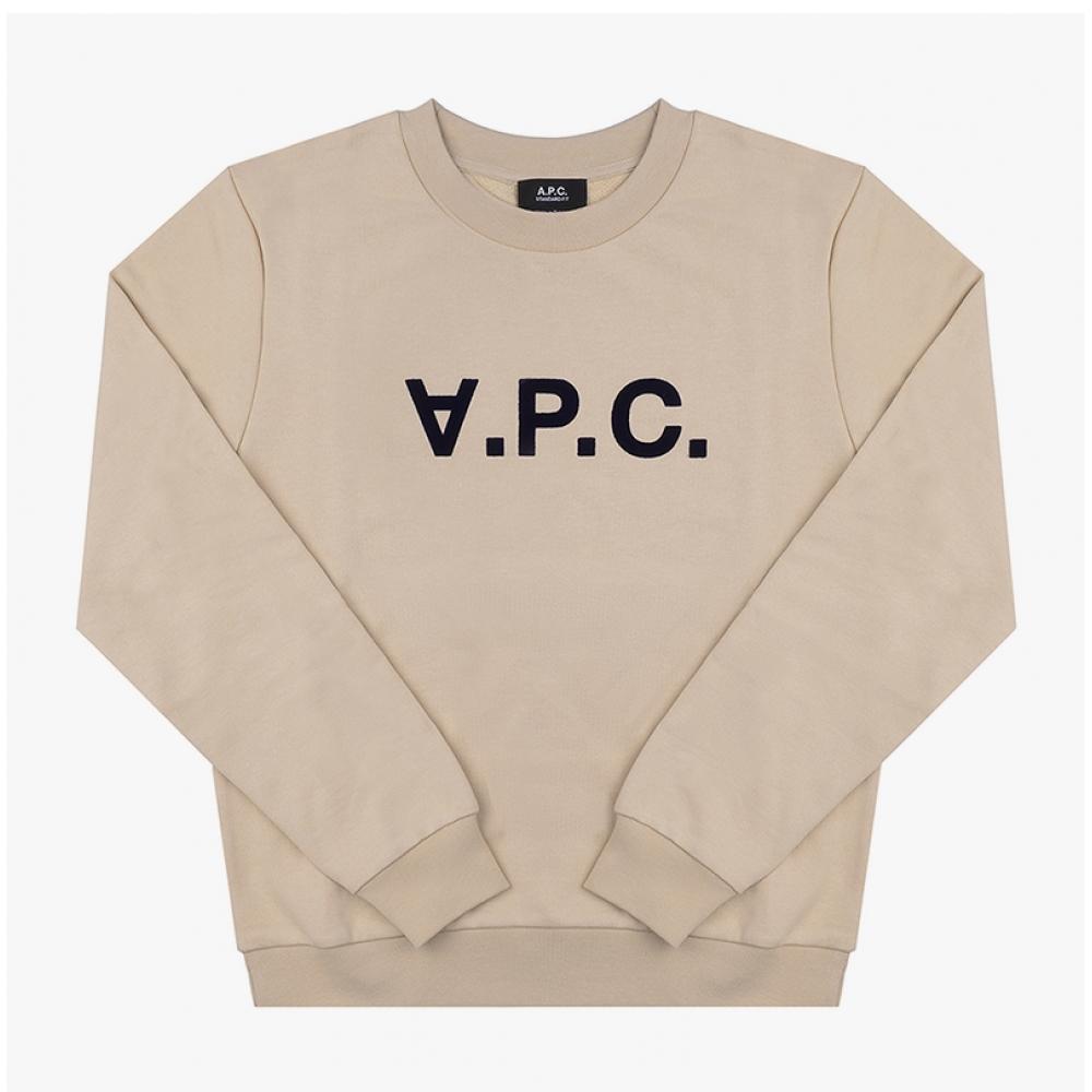 A.p.c. Худи унисекс стандартное с логотипом из велюра M27907 Tbi Бежевый Темно-синий