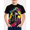 Funny Motorcycle Rider Print Kids Short Sleeves T-Shirt Loose Casual Summer Outdoor Street Boy and Girl Tees Tops