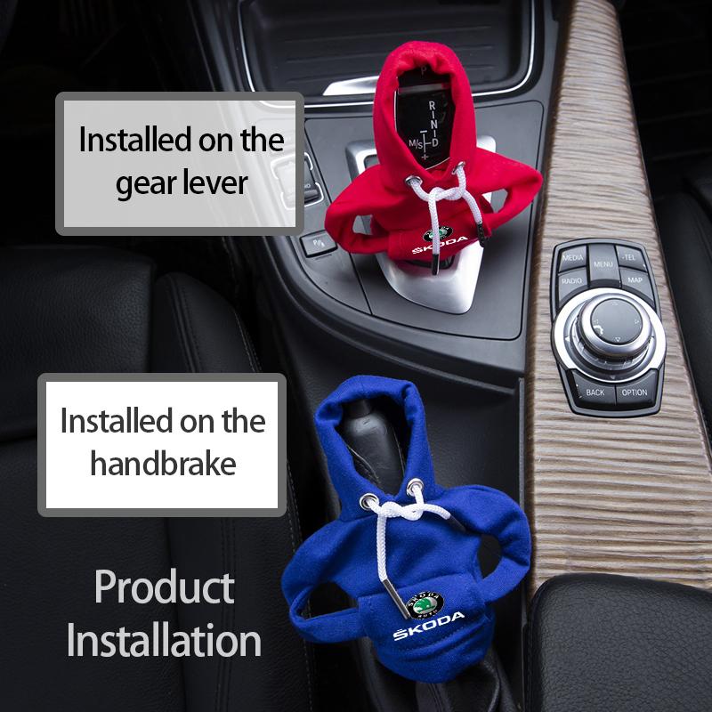 ptncy6 For Skoda Car Logo Gear Shift Knob Cover Hoodie Manual Gear Sweatshirt Decoration Kamiq MK3 Roomster Rapid Kodiaq Karoq Fabia