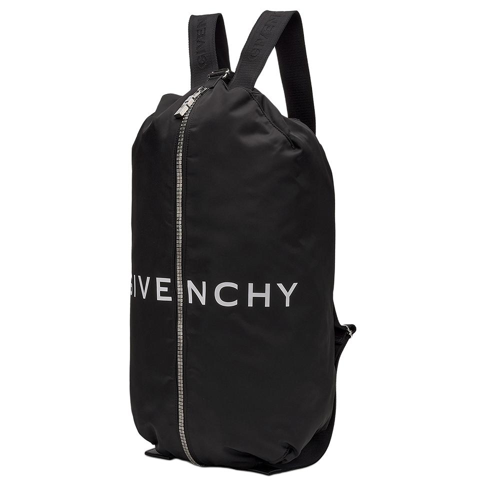 Givenchy Рюкзак мужской большой с принтом логотипа 4G, на молнии, с регулируемым холщовым плечевым ремнем, из нейлоновой ткани, цвет черный BK50A8K1JE-001