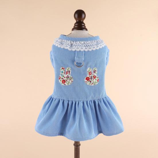 Платье для домашних животных, мягкое и удобное платье принцессы для кошек, собак, кролика с цветочным узором и тяговым кольцом на весну и лето