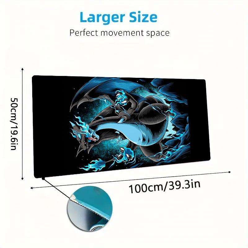 Charmander Mouse Pad, Large Gaming Desk Mat, Non-slip XXL Mousepad for Laptop & Tablet, Mini PC Playmat with Stitched Edges