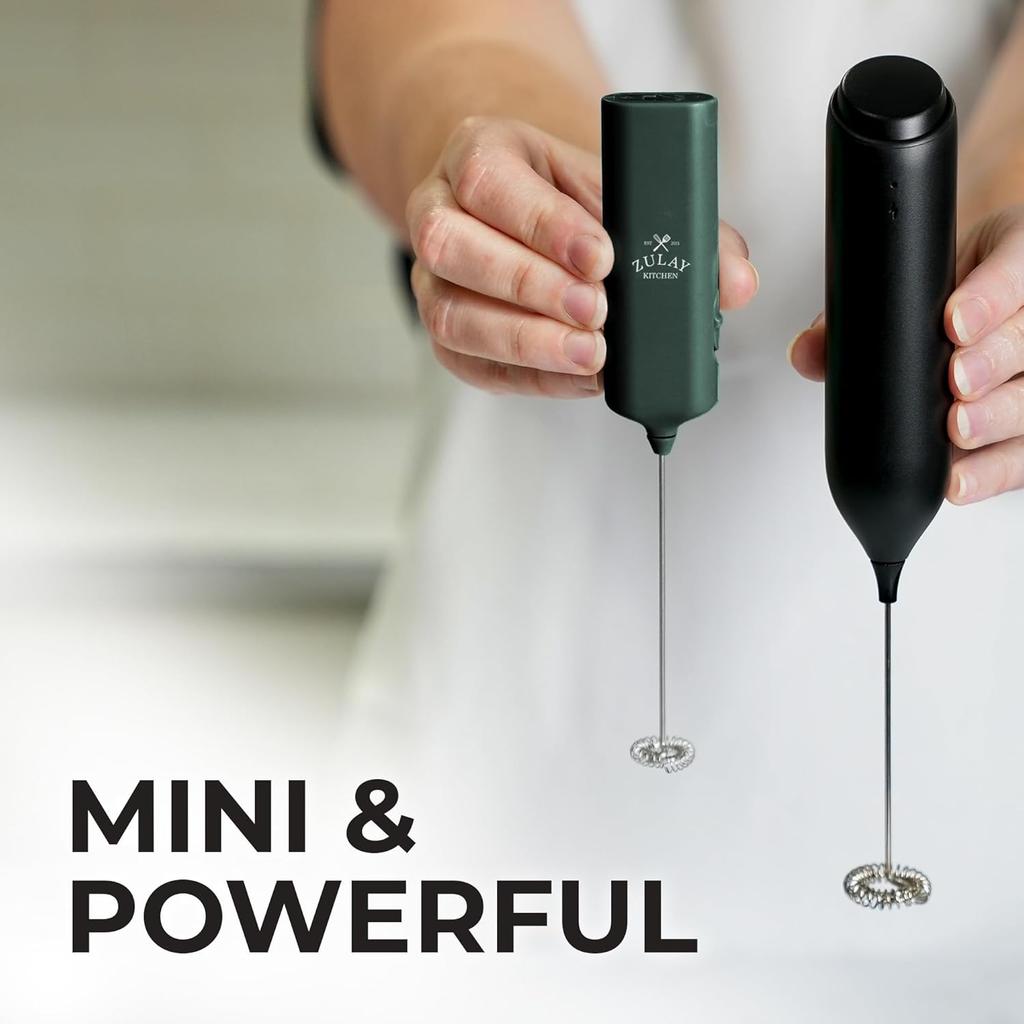 Mini & Mighty Milk Frother Wand – Powerful Handheld Coffee Frother, Battery Operated Drink Mixer – Compact Pocket Size – Detachable Whisk for
