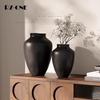 Керамическая гидропонная ваза в стиле mid-century wabi-sabi, черная и белая, с матовым покрытием для ретро-цветочных композиций