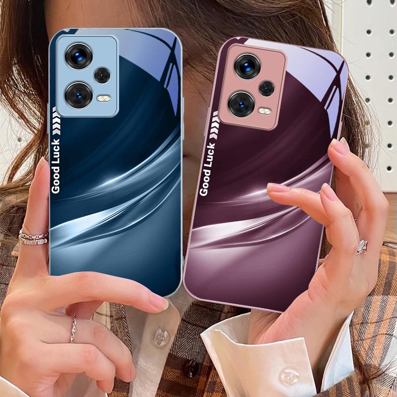 Счастливый Градиентный Волнистый Чехол для Телефона Xiaomi 14 Ultra 13 Lite Redmi Note 13 11 Pro 12 Plus Poco X6 3 Pro F4 6 GT Закаленный Чехол для Телефона