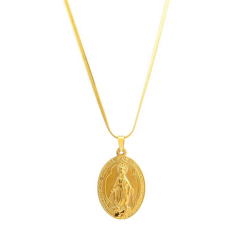 Retro Charm Trend Men Women Stainless Steel Hypoallergenic Plating Gold Virgin Mary Necklaces