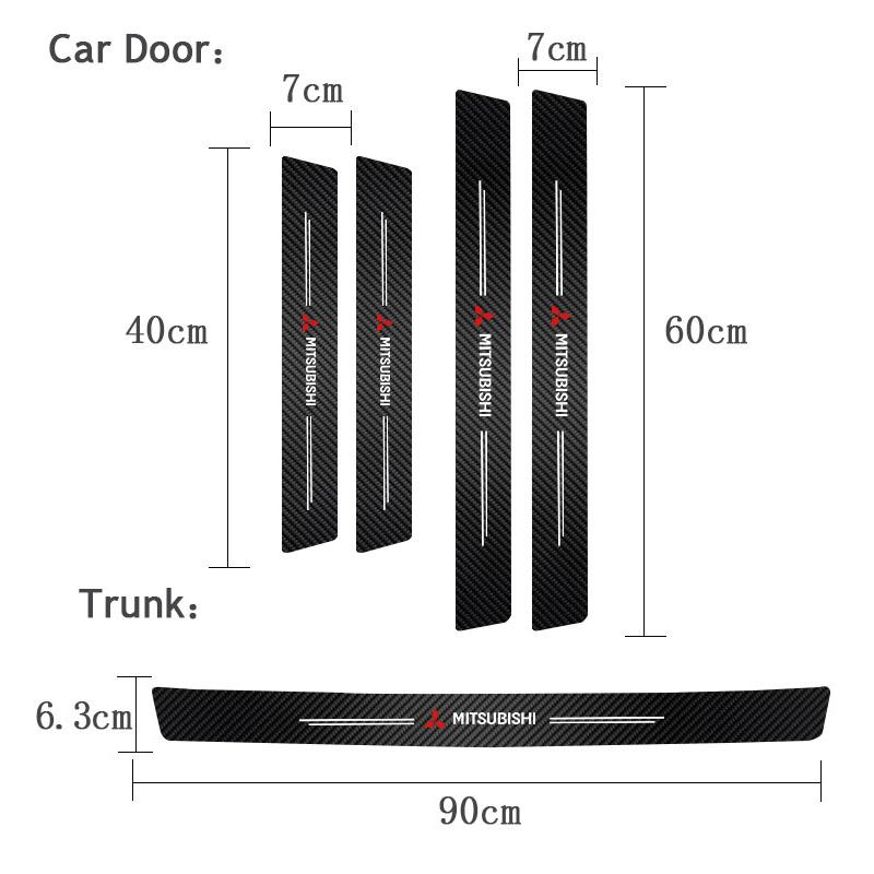 1/4/5Pcs Carbon Fiber Sticker Car Threshold Protective Film For Mitsubishi Lancer Ralliart ASX Mirage Pajero Xpander Attrage Ex LG3