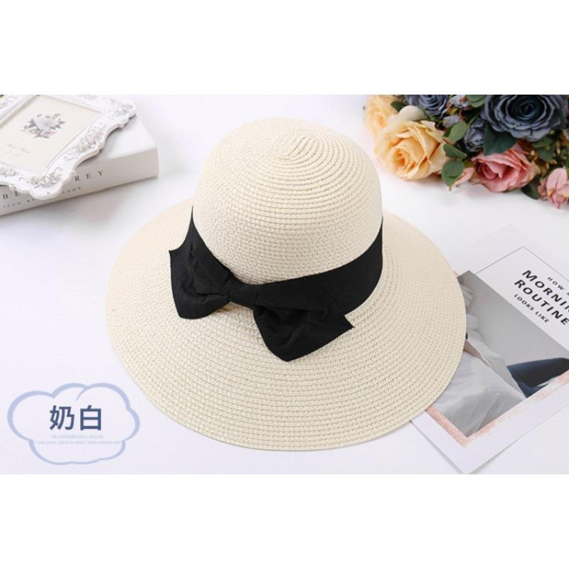 Шляпа, Летняя защита от солнца, Пляжный отдых, Большая пляжная травяная шляпа, Большой бант с полями, Шляпа рыбака