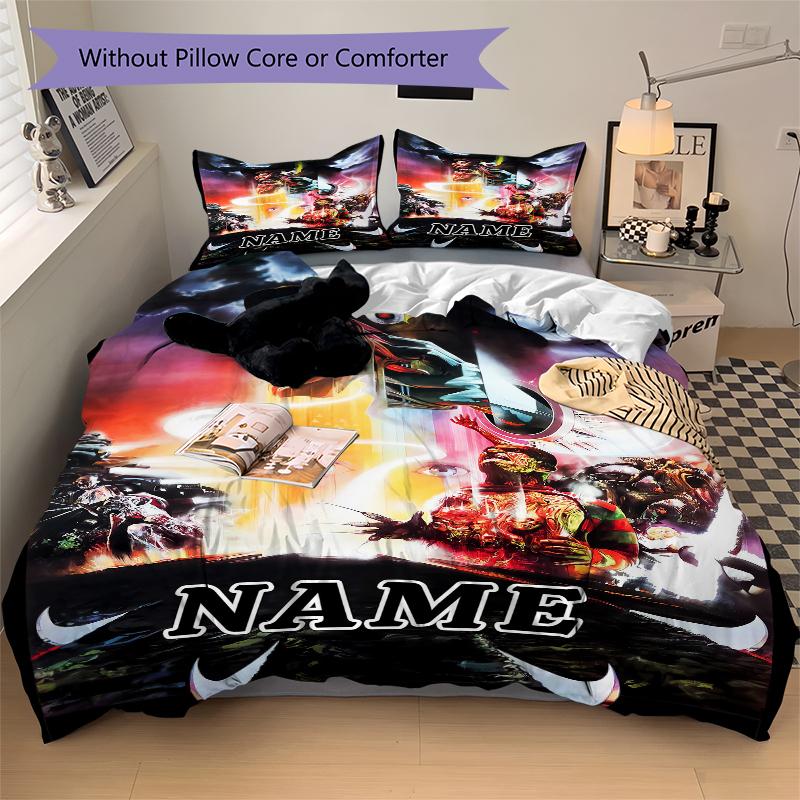 Custom Textile Nightmare Horror Bedding 3 Piece Set HD Print Duvet Cover Pillowcases for Teens Adult Bedroom Decoration