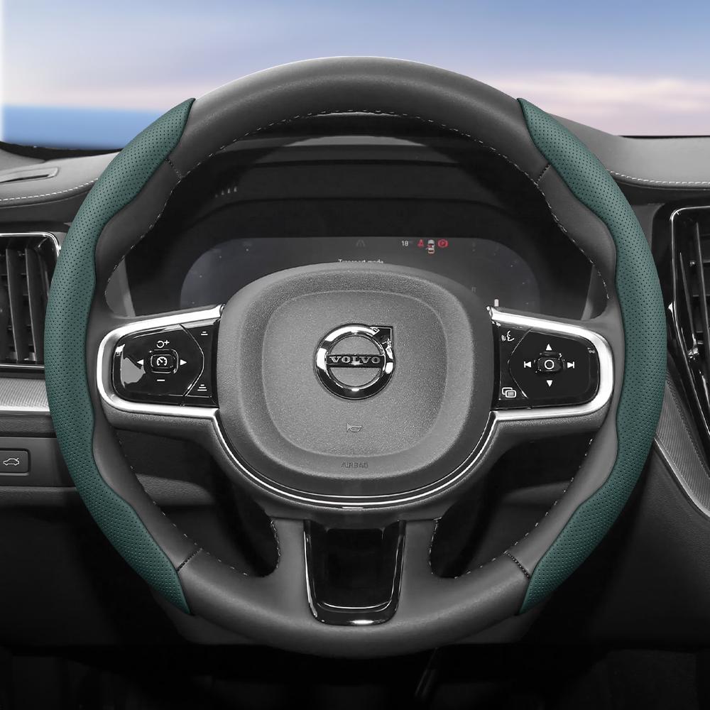 Подходит для Volvo Дышащие отверстия Кожаная накладка на руль Сегментированная конструкция с быстрым снятием Нескользящая Прочная V40 V70 S60 C30 S40 S90 Xc9