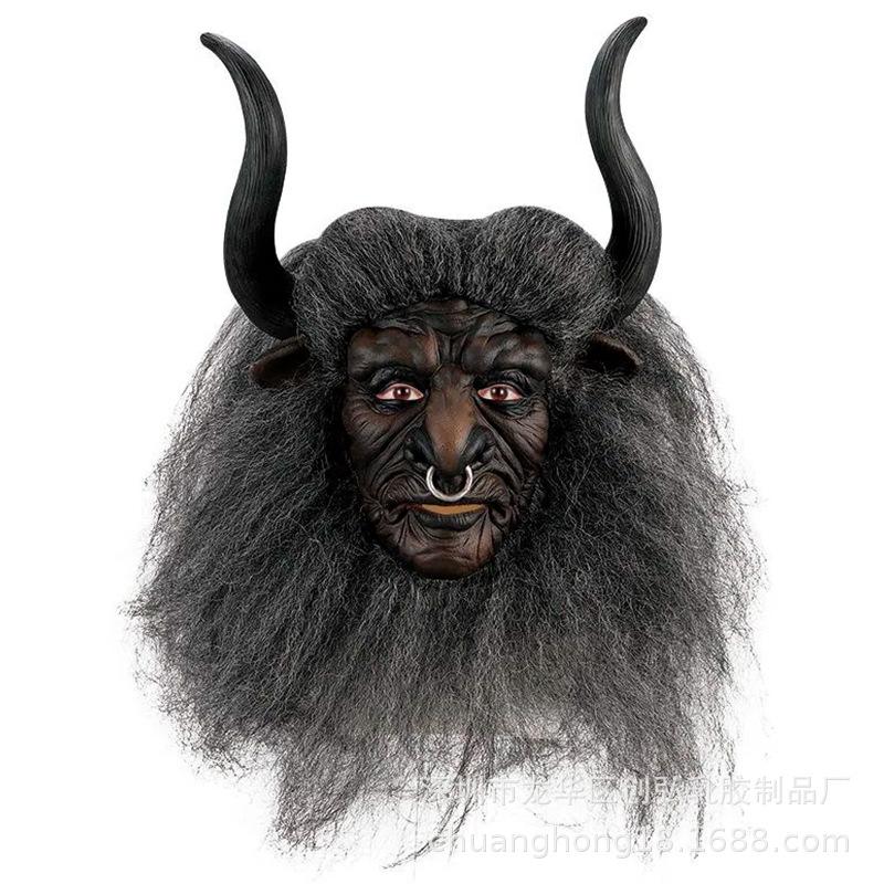 Halloween Latex Mask Classic Journey to the West Edition Bull Demon King Horned Animal Black Bull Head Mask Bestseller