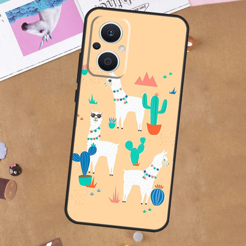Llama Alpaca Pattern Case For OPPO Reno 12F 13F 14F 11F 8T 7 8 10 11 12 13 14 Pro OPPO Find X6 X5 X8 Pro Cover