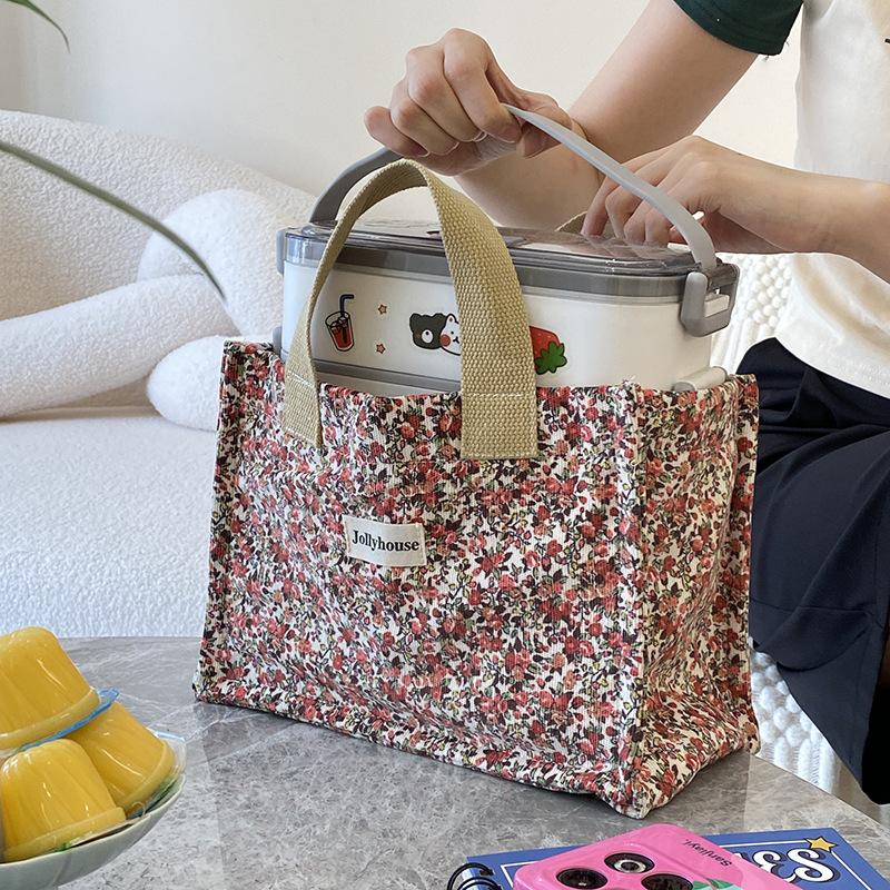Да язык/маленький свежий литературный пикник цветочная сумка для ланча сумка для бенто ручная переноска универсальная ручная переноска маленькая квадратная сумка