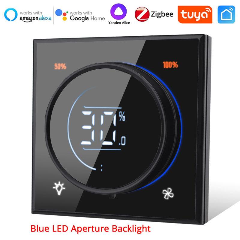 Tuya Smart Home Fan Knob Switch Smart Fan and Light Dimmer Switch Zigbee & WiFi Smart Touch Switch Tuya Smart Life Compatible