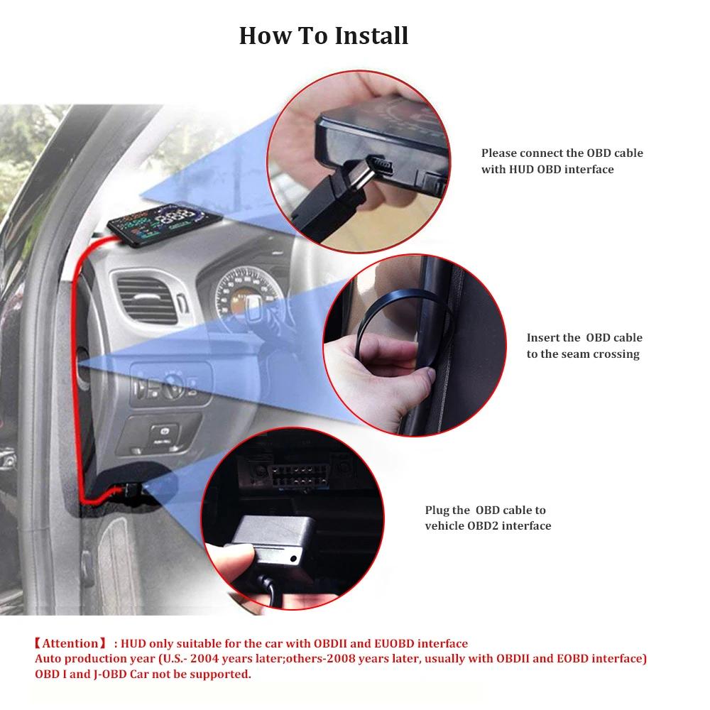 HD 5,5" OBD2 Для HUD Автомобильный проектор на лобовое стекло Диагностический инструмент данных Светодиодный проектор на лобовое стекло Держатель H6 Для A8 HUD(По желанию)