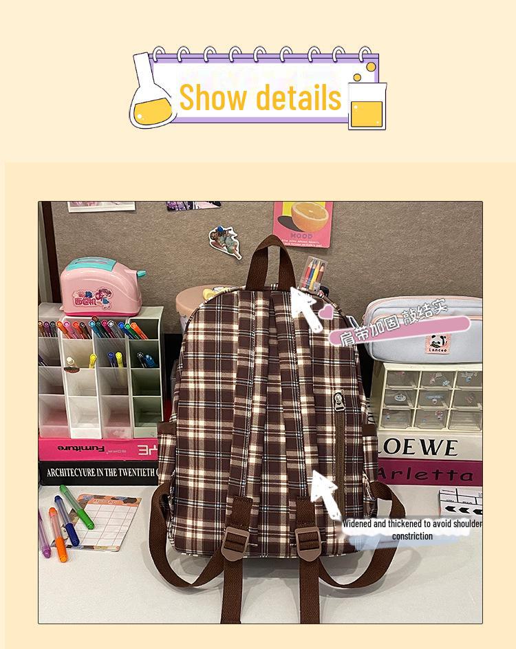 Рюкзак в стиле ретро с клетчатым принтом в виде щенка для осени/зимы — стильная универсальная школьная сумка для девочек