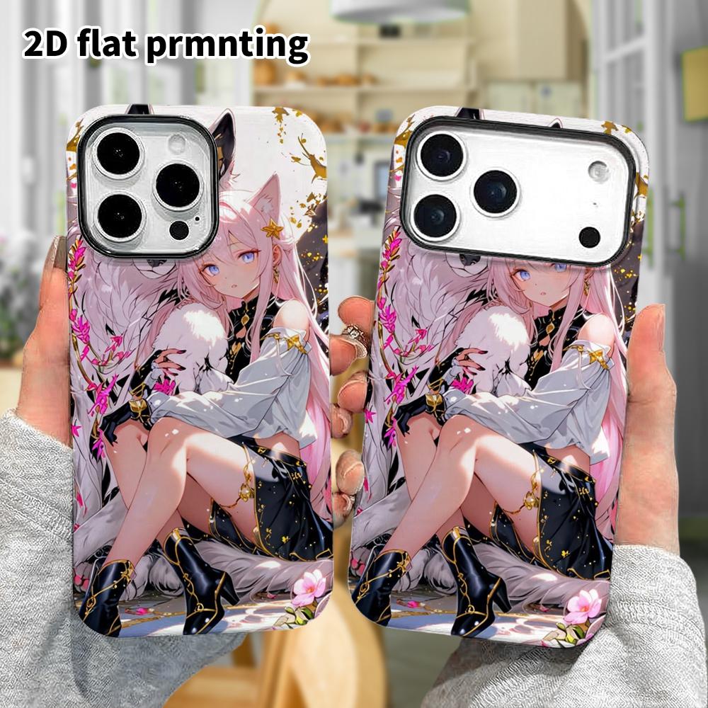 Чехол для телефона: 2D плоский дизайн, подходящий для iPhone 18, 17, 16, 15, 14, 13 Pro, защитный чехол-пленка, стиль для пары, 2D аниме, рождественский и хэллоуинский подарок