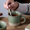 Винтажная Круглодонная Керамическая Кружка для Кофе Простая Керамическая Кружка с Кунжутной Глазурью Глиняная Посуда Многофункциональная Кружка для Завтрака с Овсянкой Кухонная Утварь