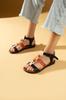 Rustic Pattern Double Strap Buckled Women's Sandals 51-842-24SOrange