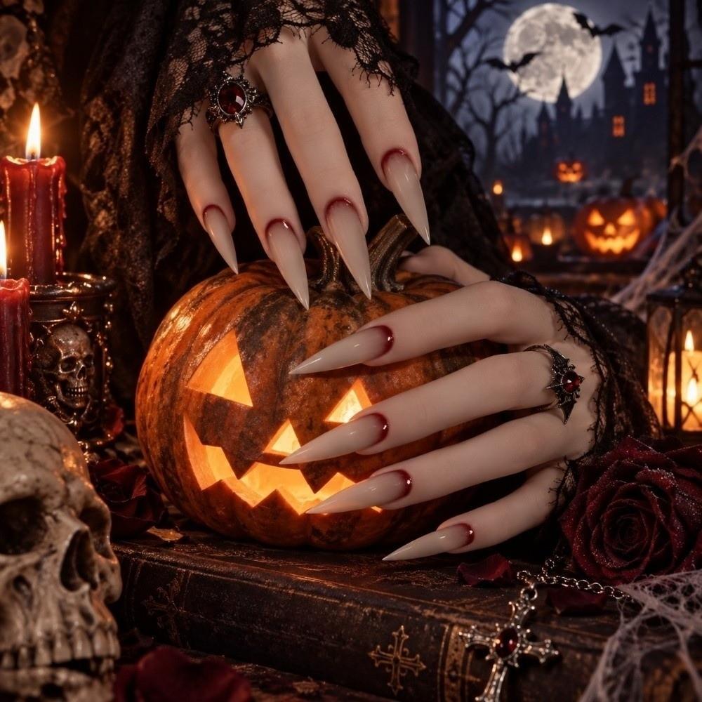 Gradient Halloween False Nails Gothic Press-on Nails Durable False Nail Patch Party