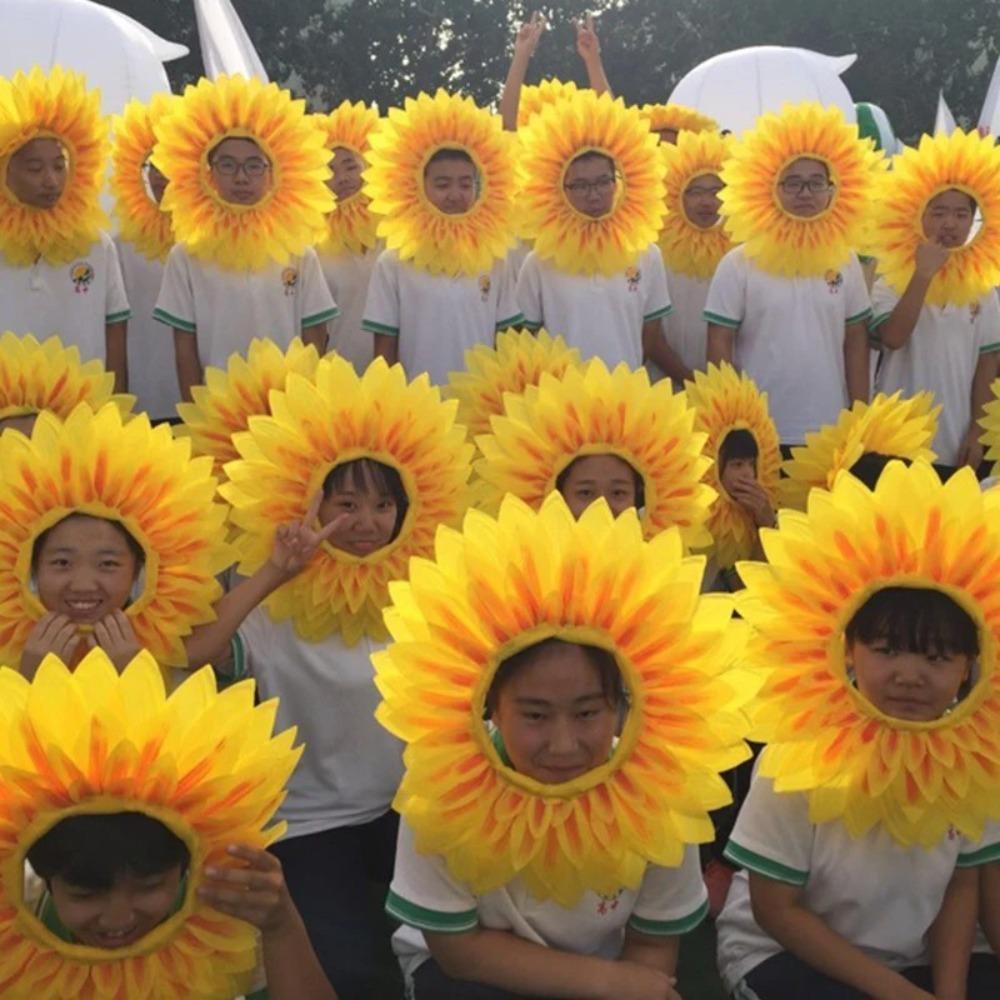 Yellow Sunflower Headgear Sunflower Hat Hood  For Dance Party Festival Games Kids Teens Adults