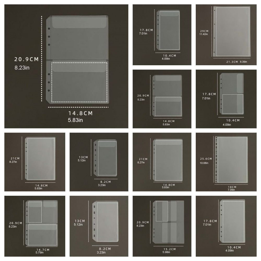 10Pcs PVC Spiral Binder Divider Page Separator Spiral Binder Envelopes Zipper Folders  Photocards