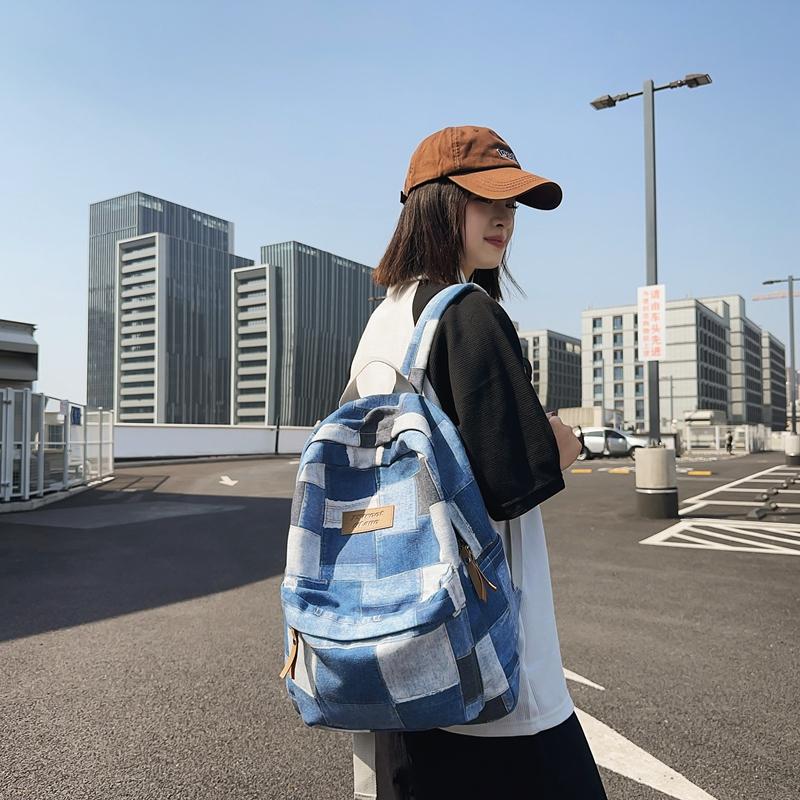 Джинсовый рюкзак женский школьный рюкзак для учащихся средней школы мужской