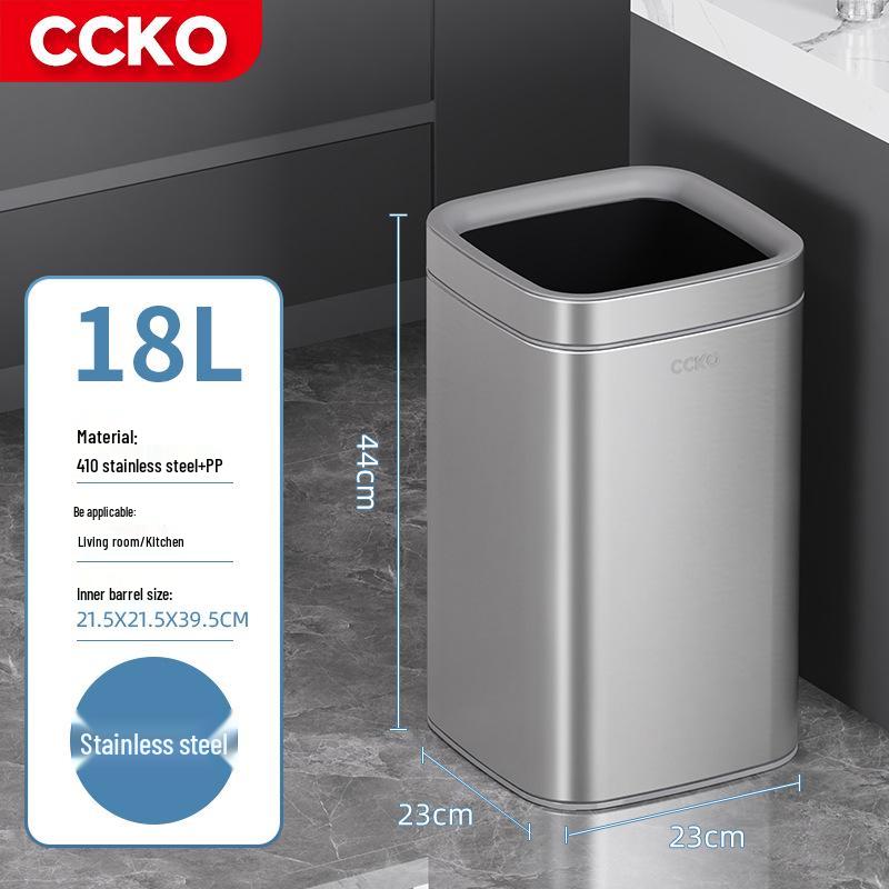CCKO Большая открытая мусорная корзина из нержавеющей стали для дома, офиса или кухни
