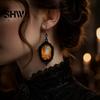 Halloween Earrings for Women Gothic Ghost Earrings, Vintage Style Matte Black Alloy Dangle Hypoallergenic Ear Hooks Decorative Jewelry Daily And Party