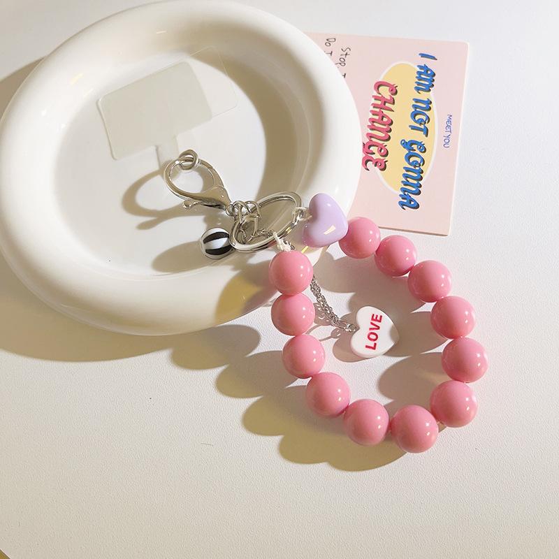 Милый браслет с бисером в виде сердца любви, цветной телефонный браслет для iPhone, аксессуары, анти-потеря, цепочка, шнурок для подвешивания, сладкий подарок