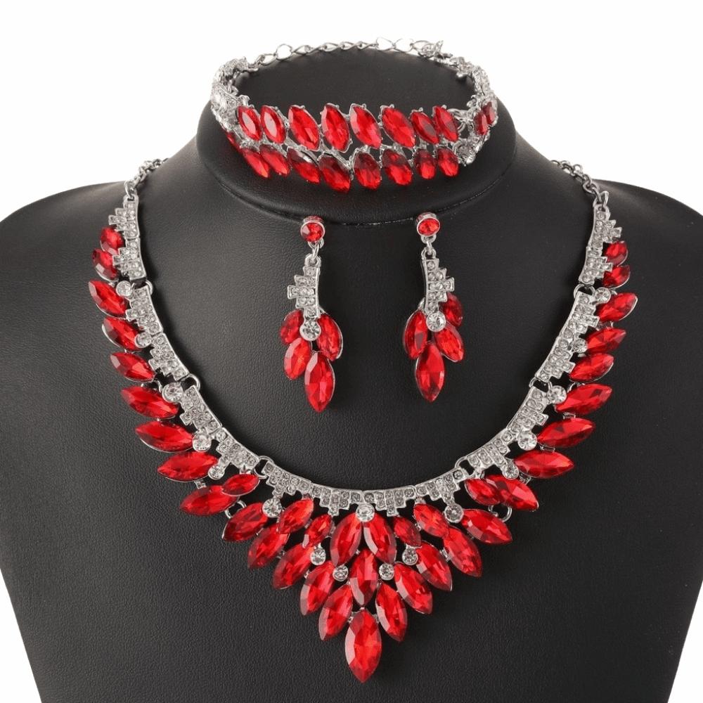 3/4Pcs Sparkling Women's Jewelry Set Baroque Women Rhinestone Jewelry Set Outfit Accessory