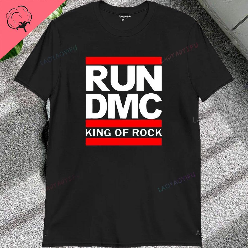 Винтажные Мужские Футболки с Принтом Hip Hop Rock Музыки Run Dmc, Короткий Рукав, Уличная Одежда, Свободные Женские Футболки, Повседневные Модные Футболки