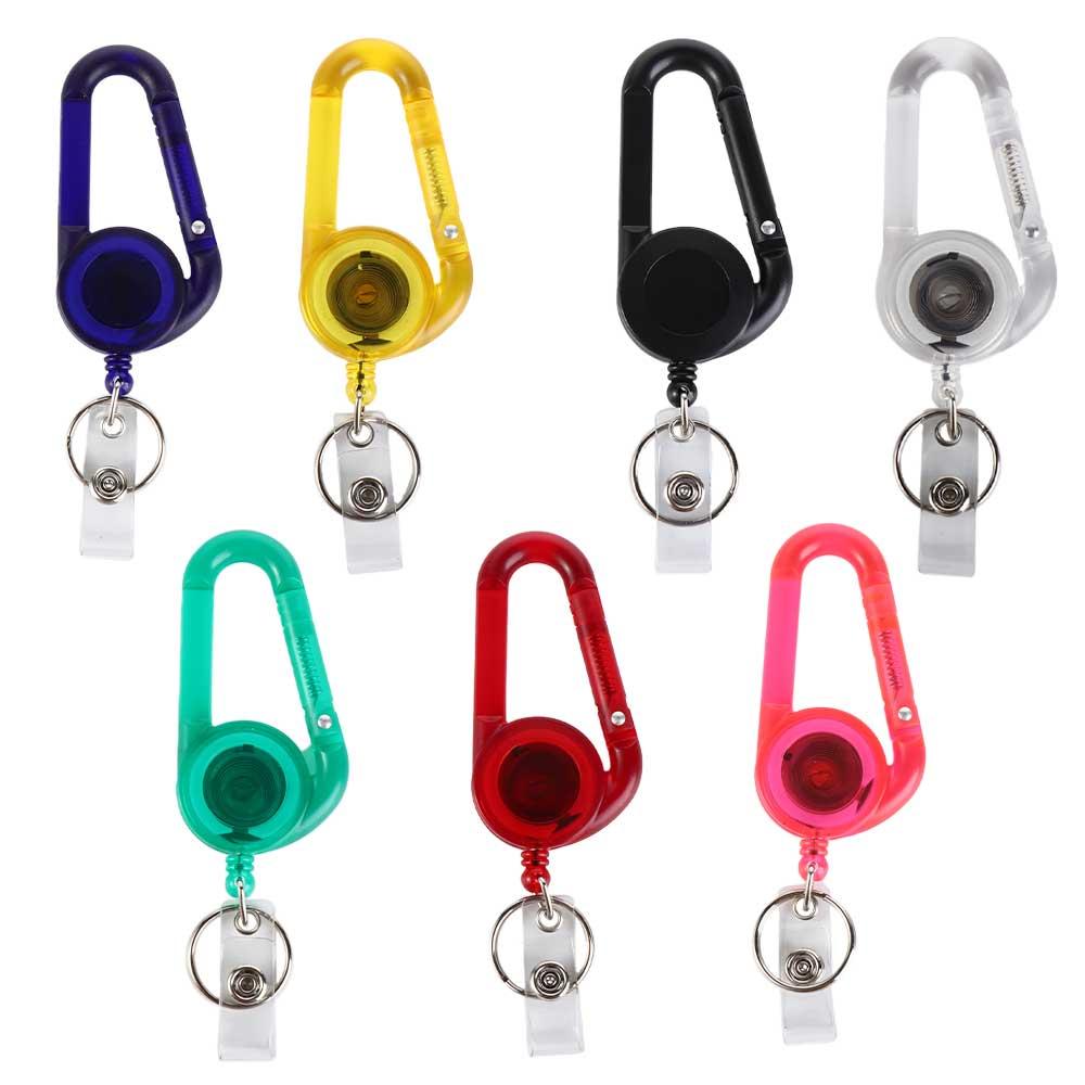Card Holder Outdoor Telescopic Carabiner Keychain Badge Holder Badge Reel Clip Easy Pull Buckle
