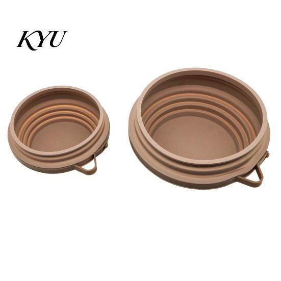 Silicone Feeding Bowl for Travel Collapsible Dog Bowl, Portable Pet Water with Hanging Non-toxic Dish Buckle, Foldable Food Outdoor Hiking Walking