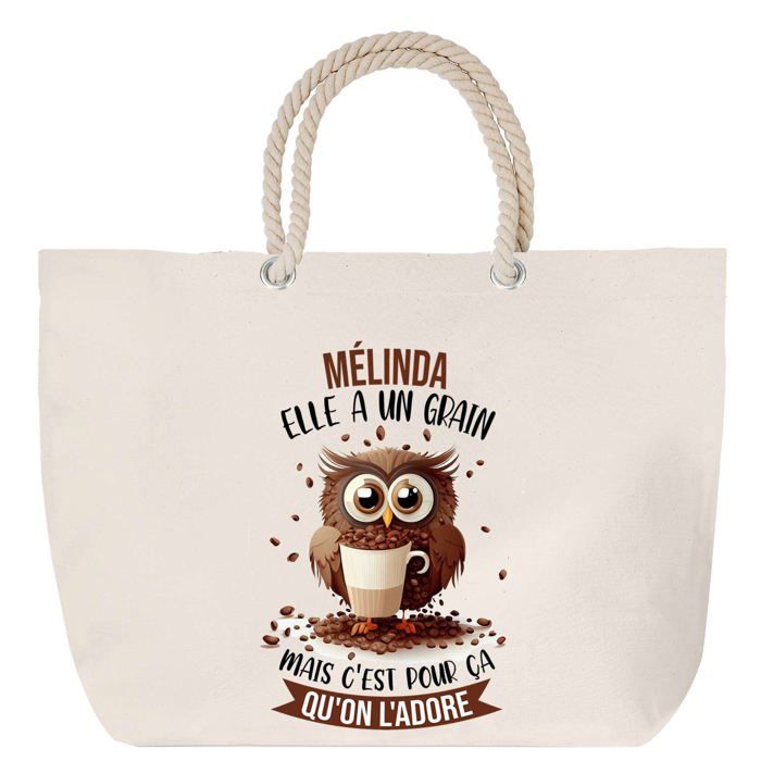 Sac de plage - PLANETEE - Mélinda - Anse corde - Grand format - Chouette