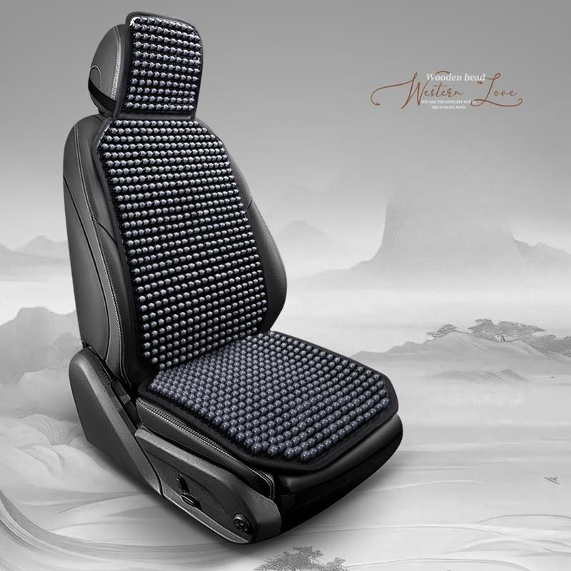 Летняя накидка на сиденье автомобиля из деревянных бусин - Дышащая и удобная, с премиальными деревянными бусинами, усиленной прошивкой, универсальная посадка