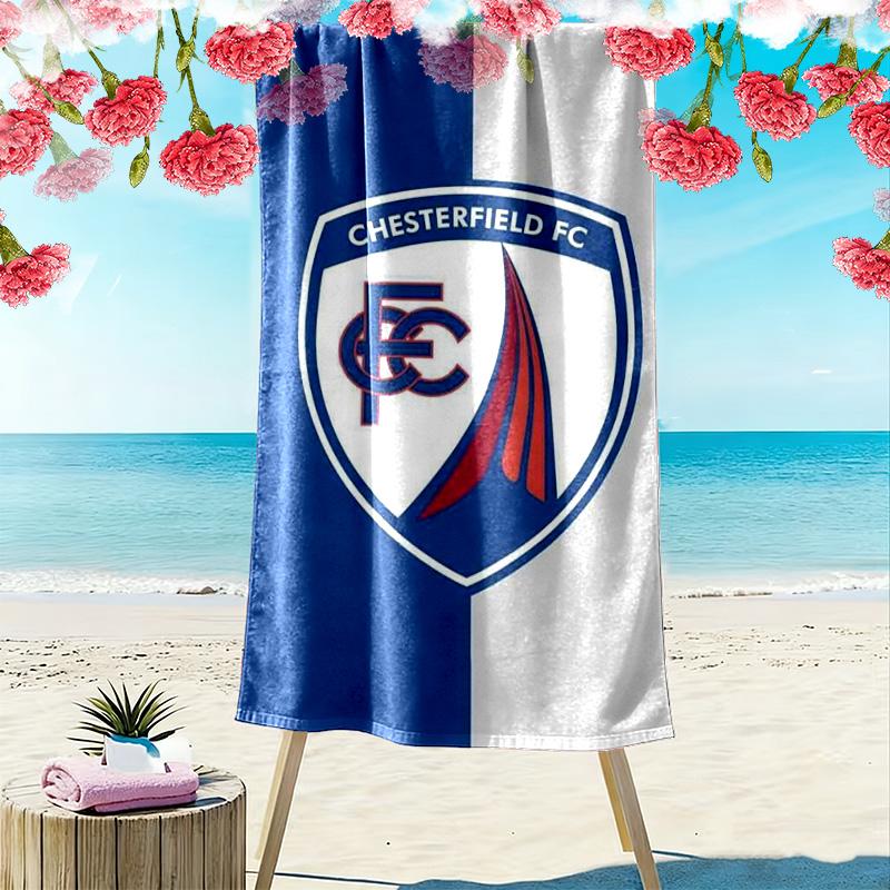 Пляжное полотенце с принтом Chesterfield F.C, Большое, Мягкое, Быстросохнущее, для Пляжа, Кемпинга, Плавания
