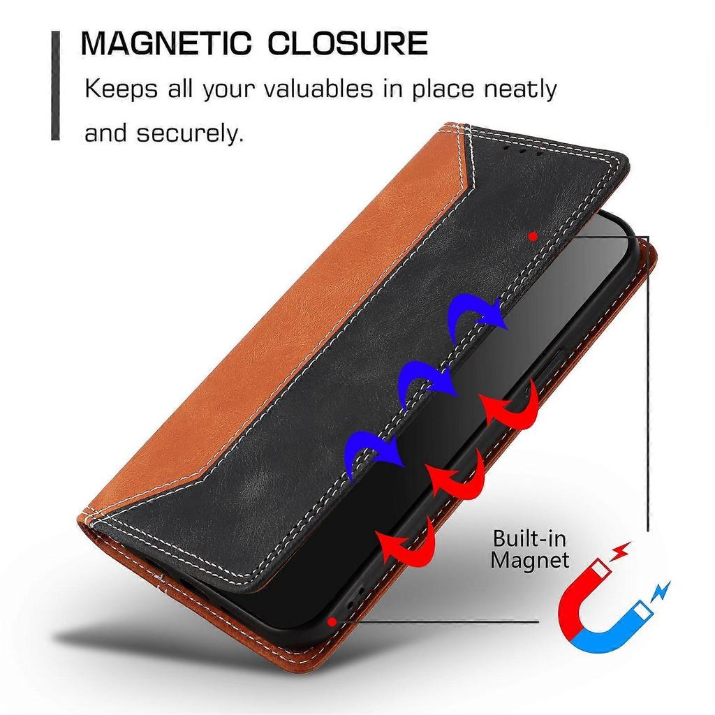 For Motorola Moto G37 Power 5G Leather Case Skin Touch Color Splicing RFID Blocking Wallet Stand Ph