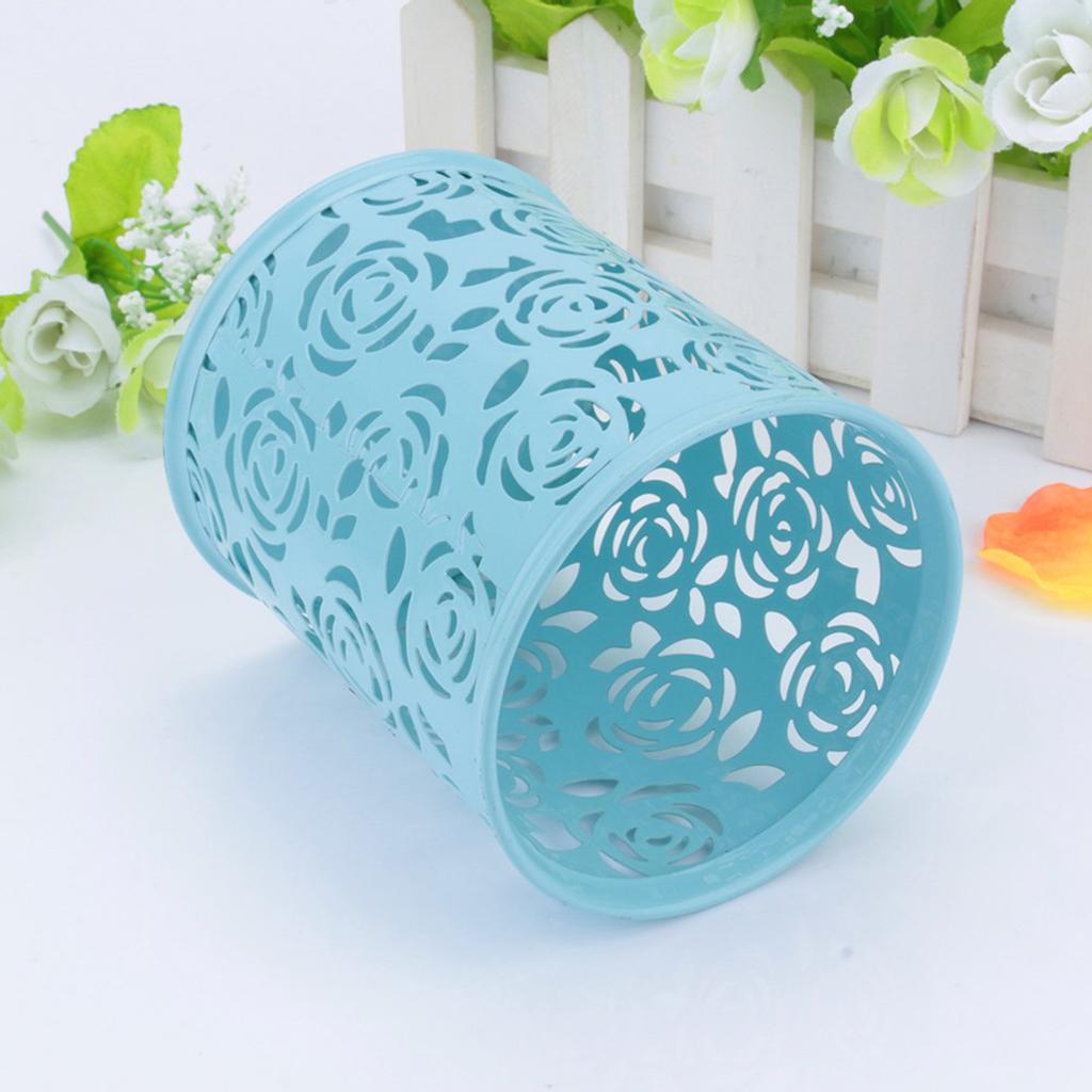 Офисный стол с полым узором в виде розы, держатель для карандашей, контейнер-органайзер(синий)