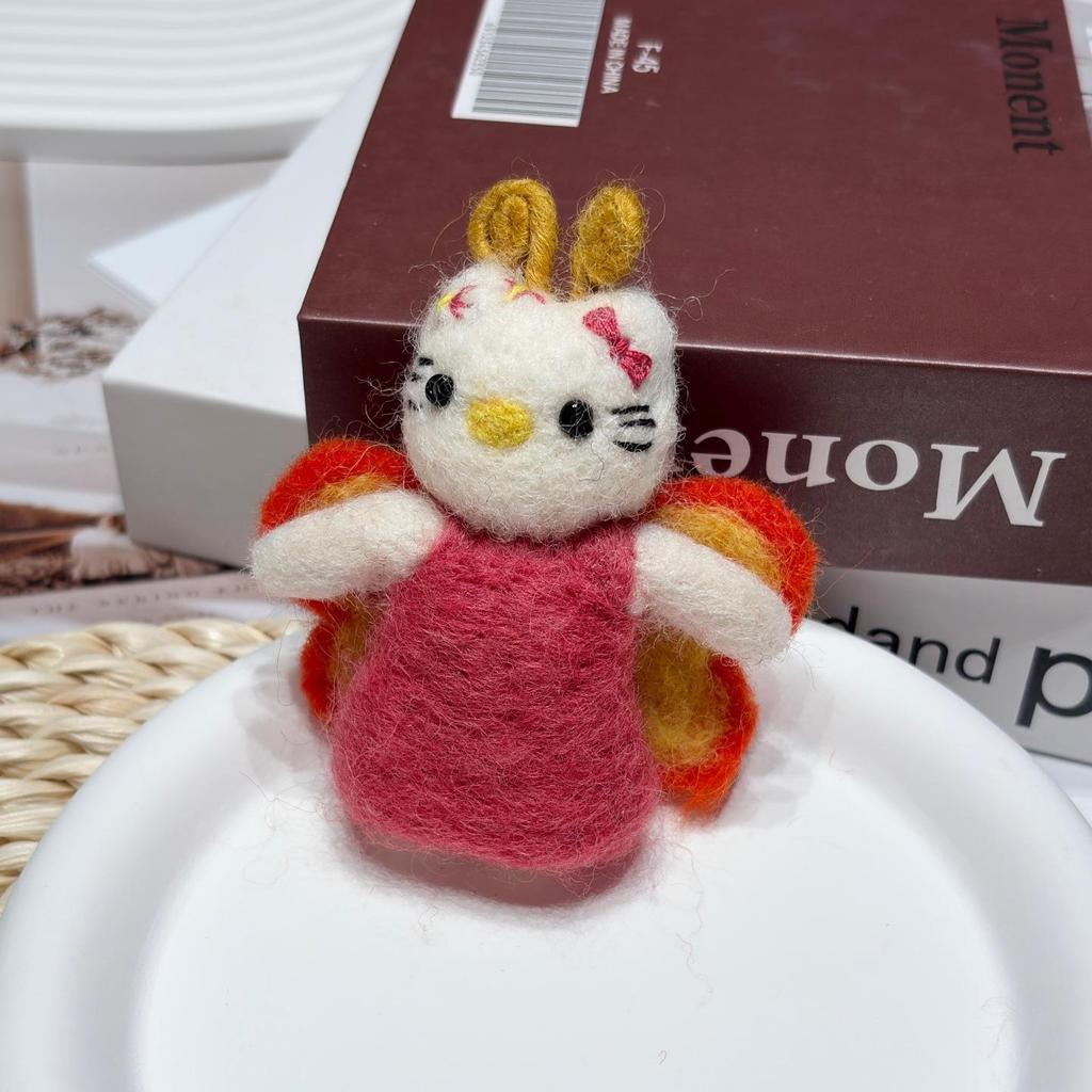 Handmade Wool Felt Cat Keychain Pendant - Cute Animal Bag Charm