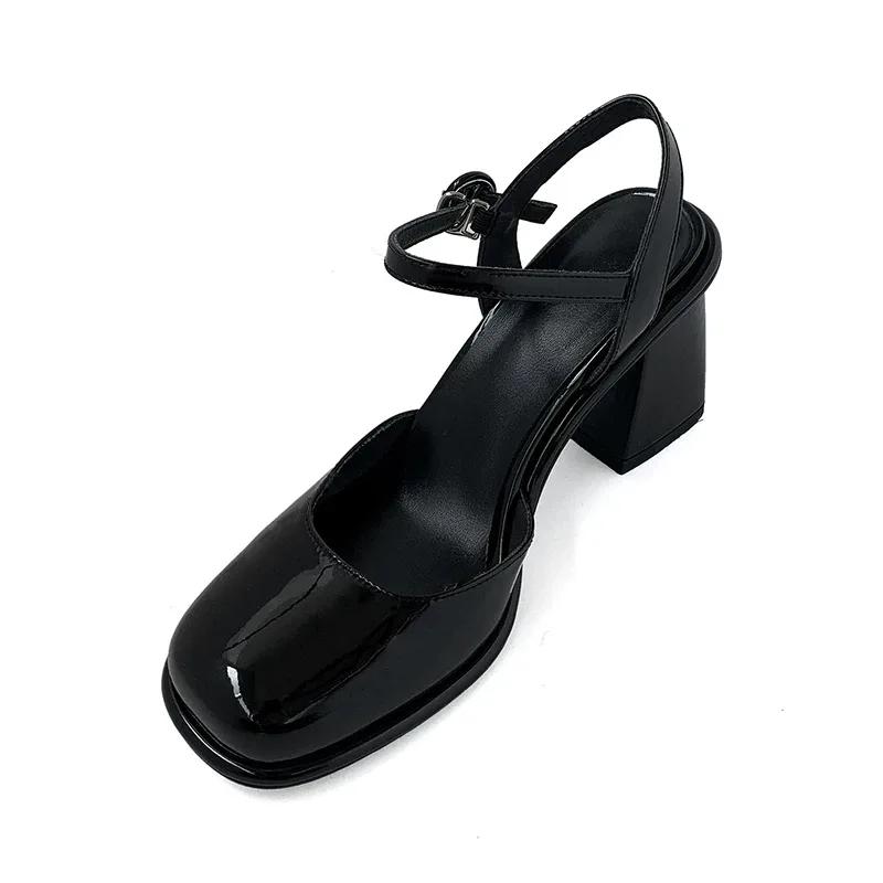 2024 Туфли женские с открытой пяткой женские туфли на высоком каблуке модные туфли-лодочки женские туфли на низком высоком толстом каблуке женские сандалии с пряжкой на ремне