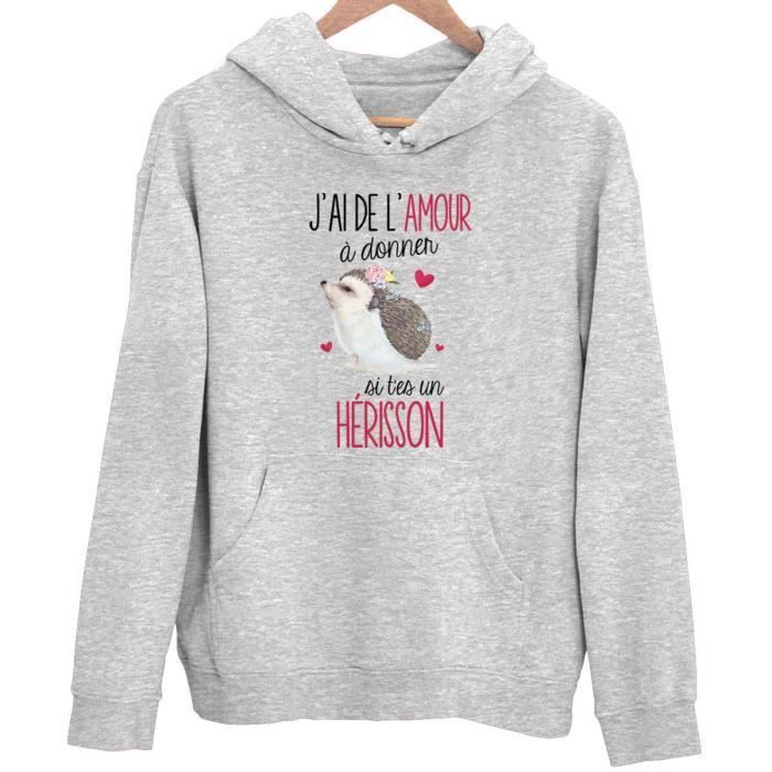 Sweat à Capuche - Hibou - Unisexe - Humour Drôle - Gris