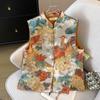 Chinese Style Retro Vest Coat with Frog Buttons and Gold Embroidery