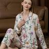 Комплект женской пижамы Ice Silk: Длинный рукав и брюки для всех сезонов