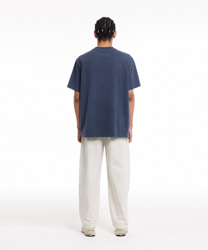 CREAM SODA LAB Crsdel Small Logo Garment Dyed Pigment Short Sleeve T-Shirt Steel Blue White