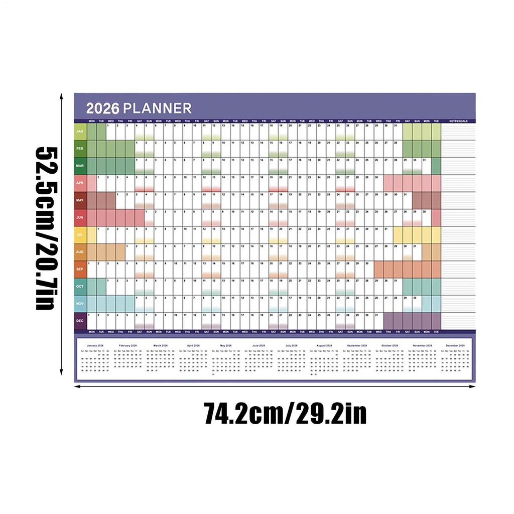 2026 2025 Настенный календарь Полный год Большой размер Бумага Милая наклейка Годовой Еженедельный Годовой планер Список целей Товары для дома и офиса
