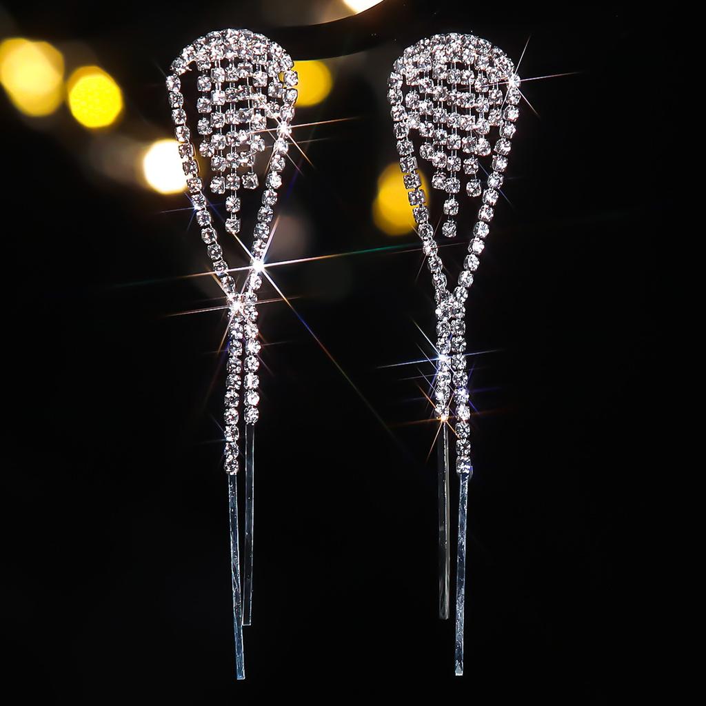Премиальные длинные серьги-капли воды, универсальные серьги со сверкающими стразами