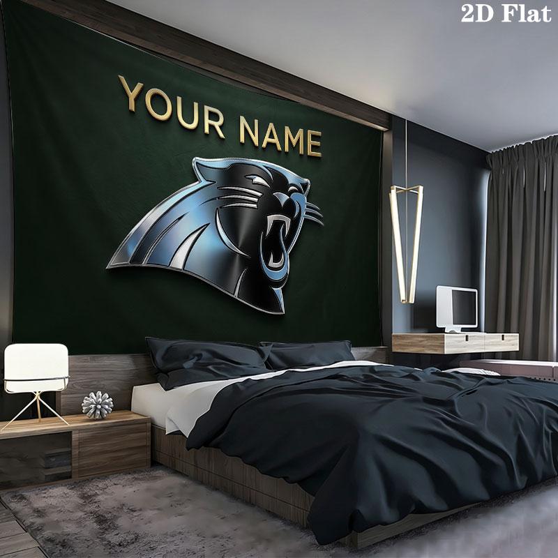 Custom Name,Carolina Panthers Wall tapestry, aesthetic printed fabric blanket, suitable for bedroom, living room, and home decor.